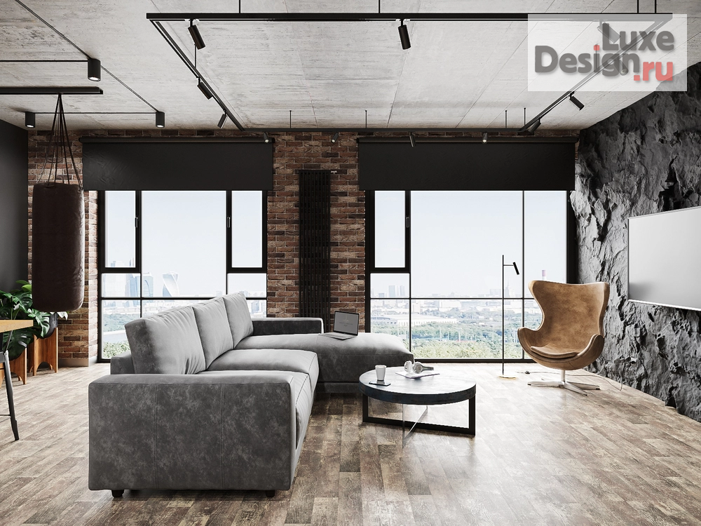 Дизайн интерьера квартиры студии "Лофт в темных тонах" (фото 3)