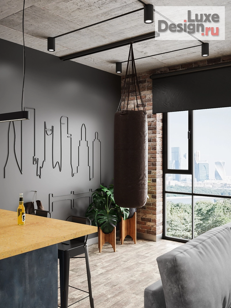 Дизайн интерьера квартиры студии "Лофт в темных тонах" (фото 8)