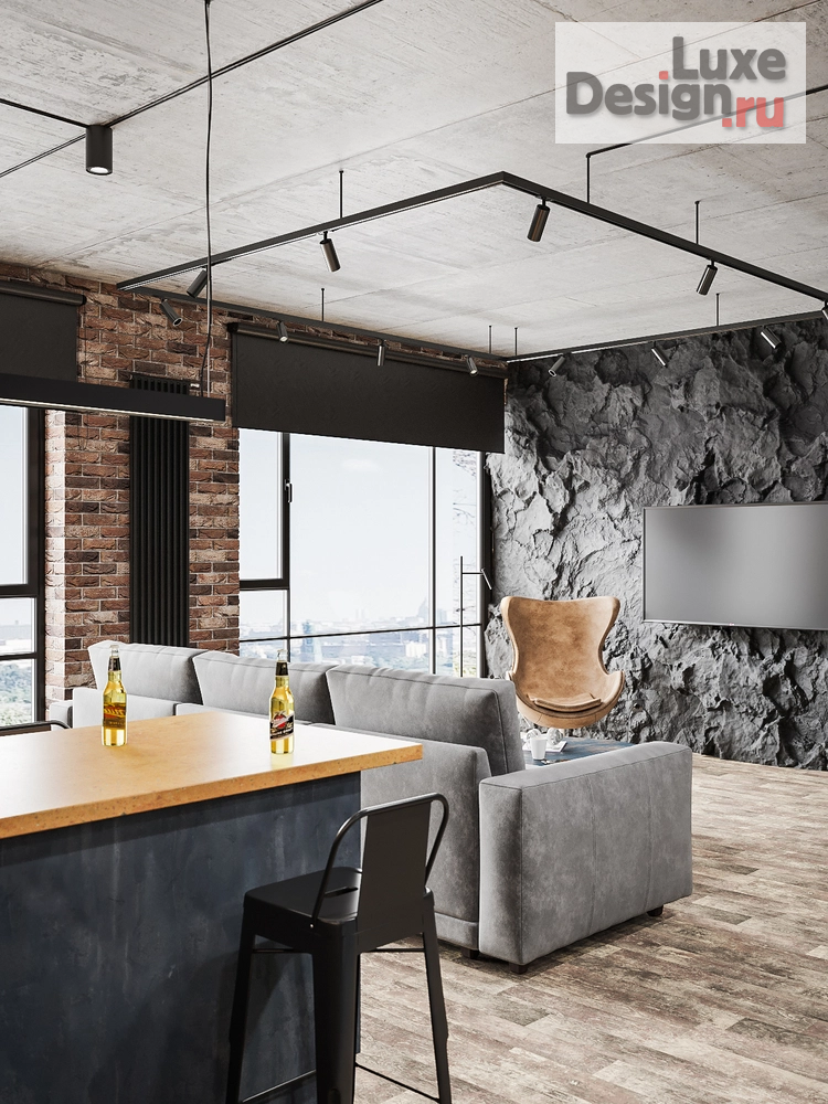 Дизайн интерьера квартиры студии "Лофт в темных тонах" (фото 9)