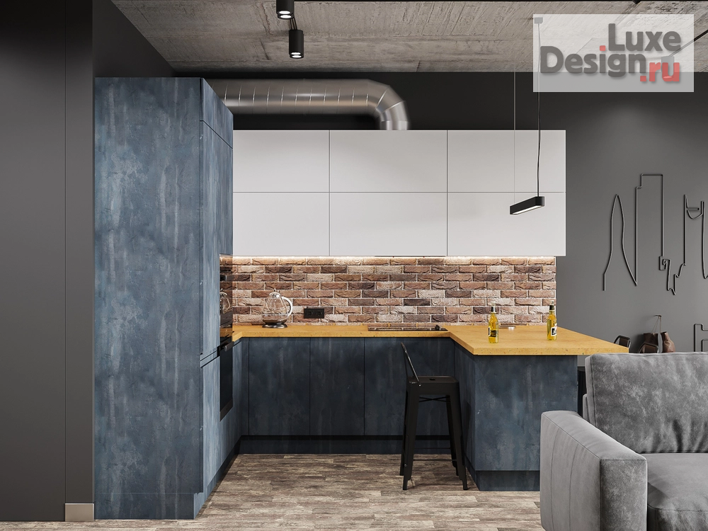 Дизайн интерьера квартиры студии "Лофт в темных тонах" (фото 7)