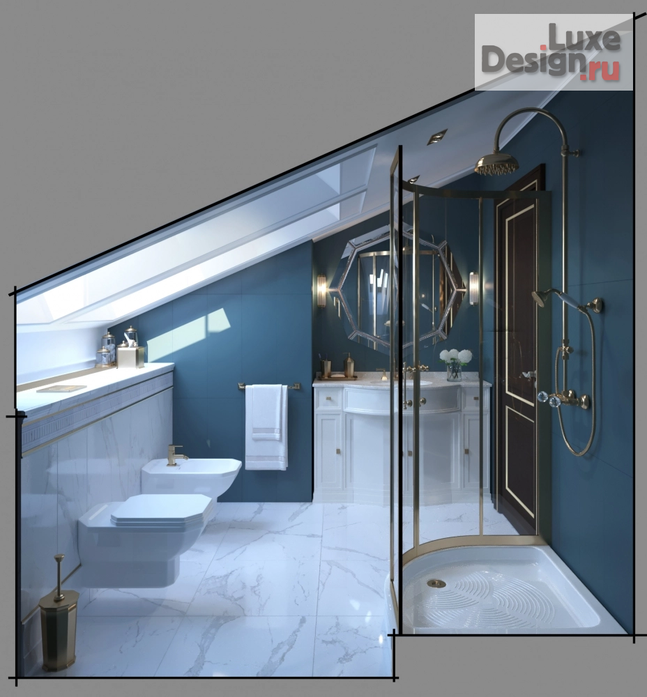 Дизайн интерьера ванной "санузел неоклассика" (фото 4)